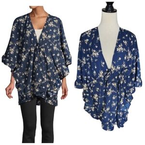 Blue Floral Kimono Top from Time & Tru women's size small/medium NWT